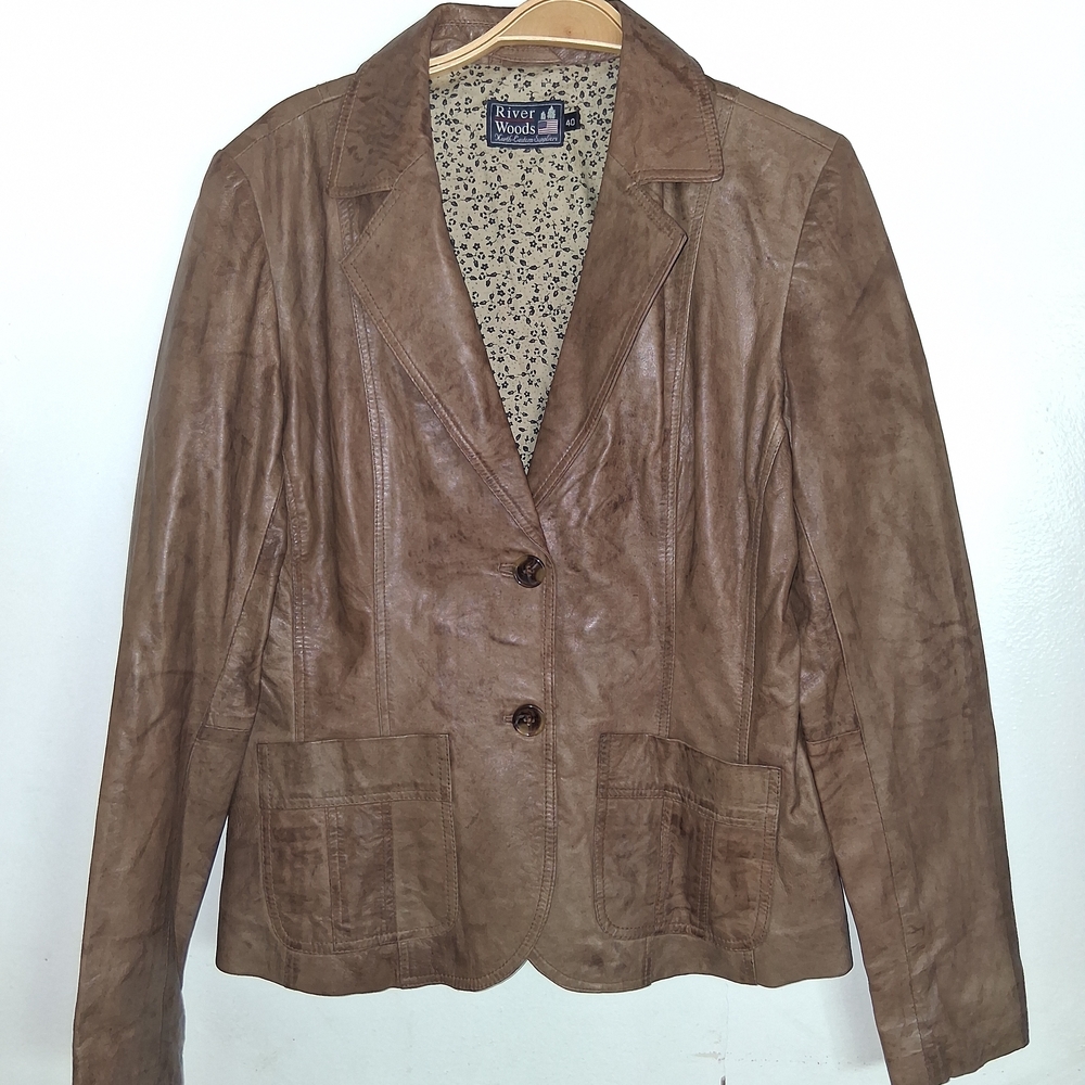 Women's Brown Leather Blazer